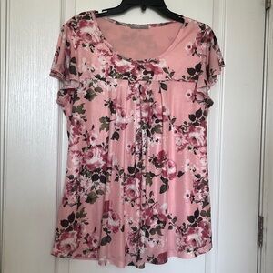 ❤️ 3/$15 Pink Floral Colored Top Size Extra Large